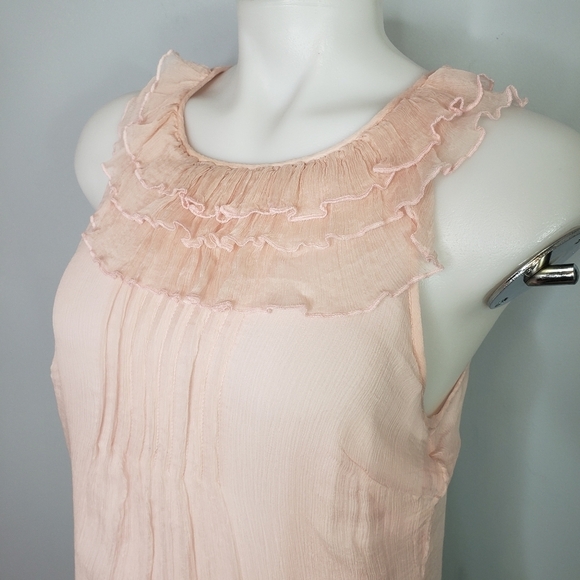 Elena Solaro pink silk ruffle zip back pleated top - Picture 3 of 8